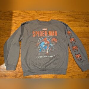 Marvel SpiderMan Crewneck Sweatshirt - Gray with Red & Blue Graphics - large